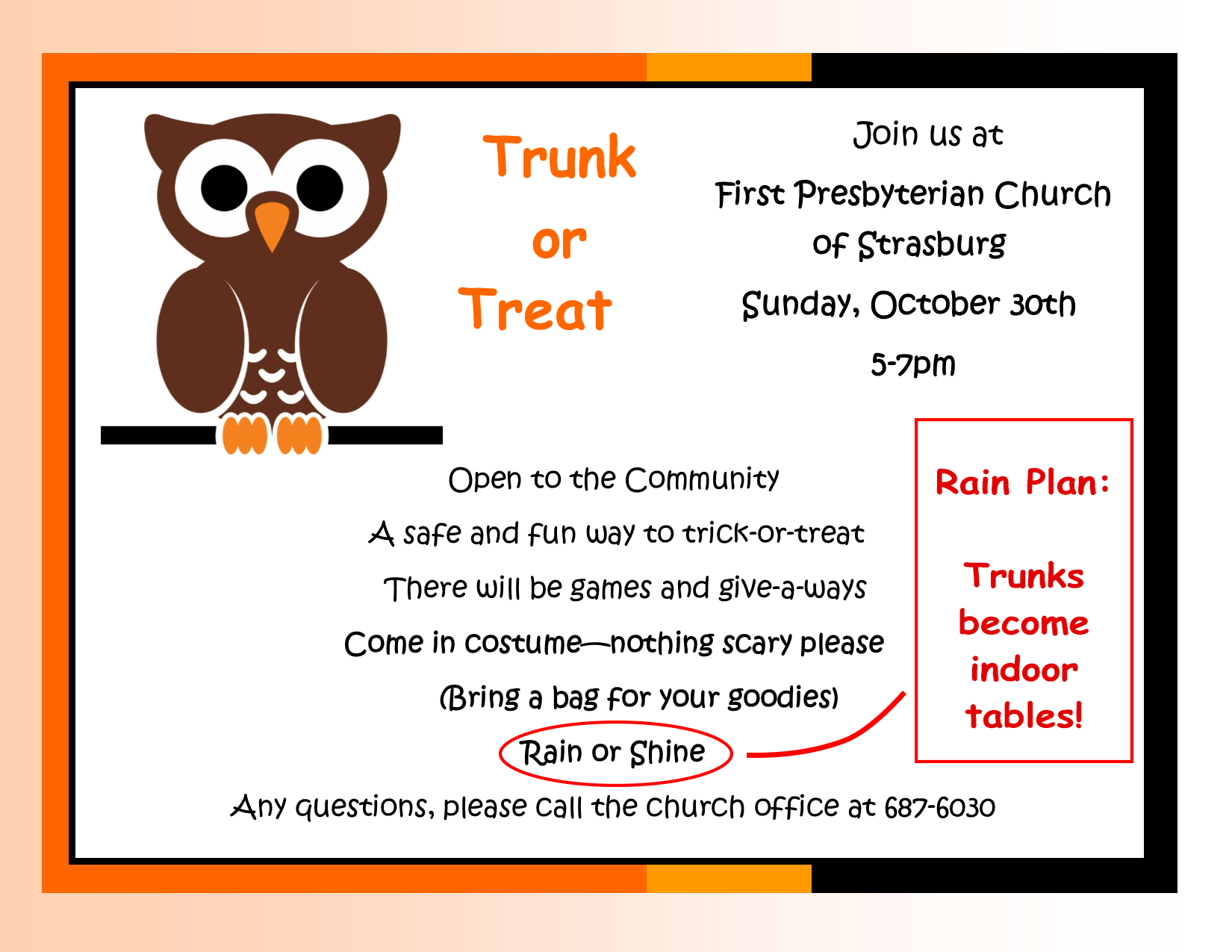 Trunk or Treat 2016 First Presbyterian Church of Strasburg